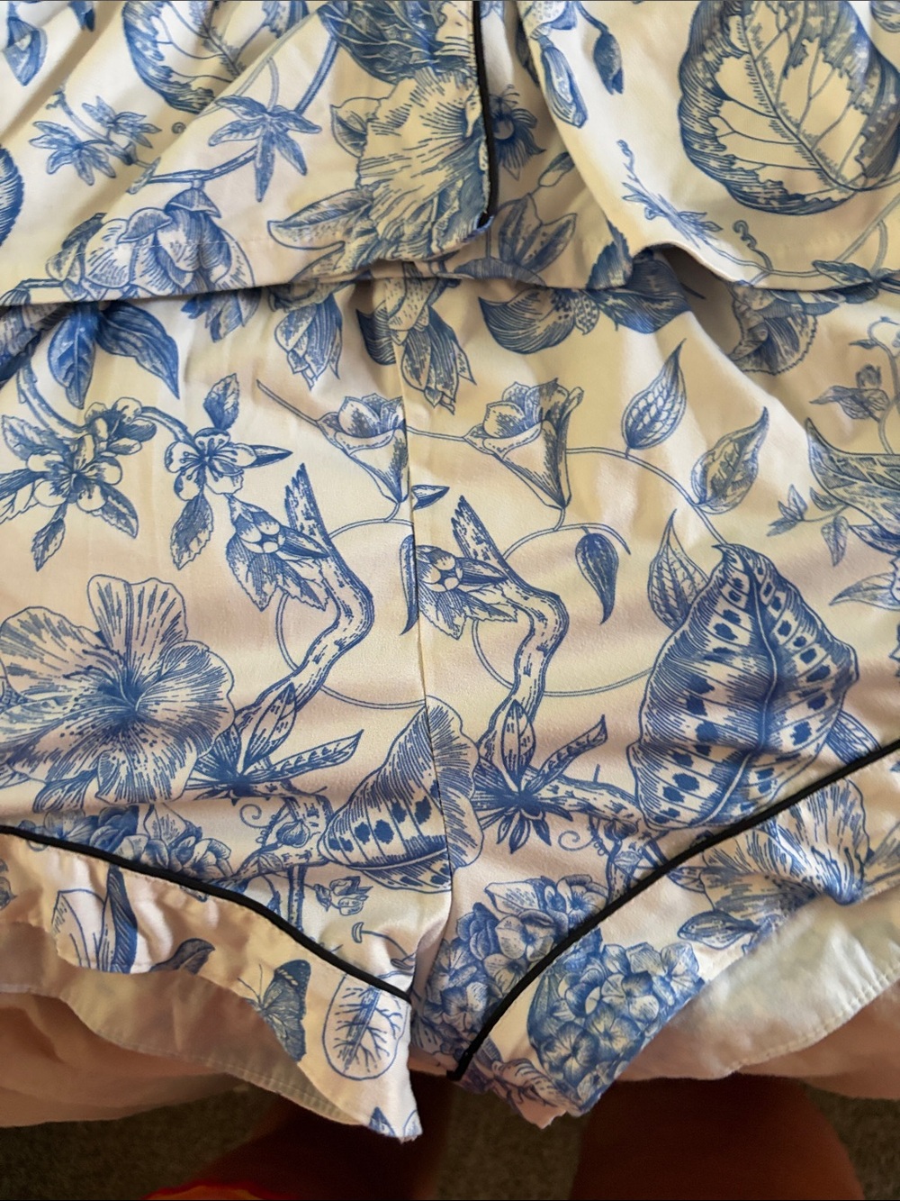 Floral Blue & White Short and pants Pajama Set - Women's Intimates - Picture 4 of 4